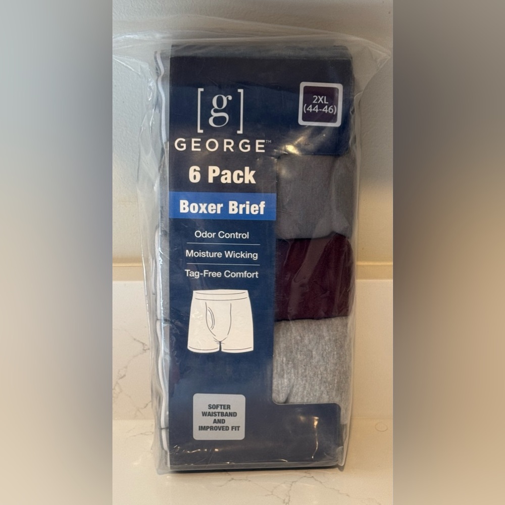 George 6 Pack Boxer Briefs - Gray‎ and Maroon Size 2XL